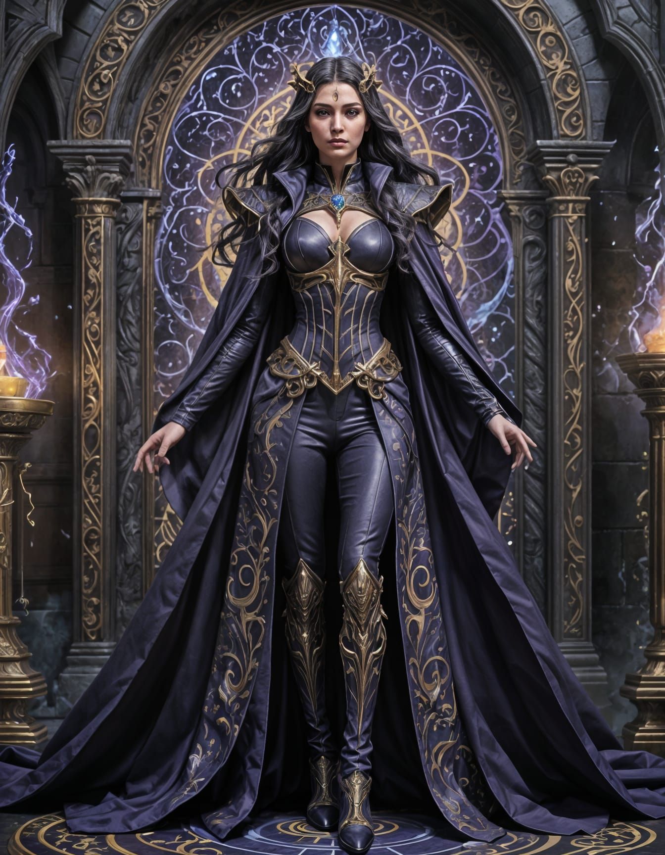 High Sorceress in Cyberpunk Gothic Style