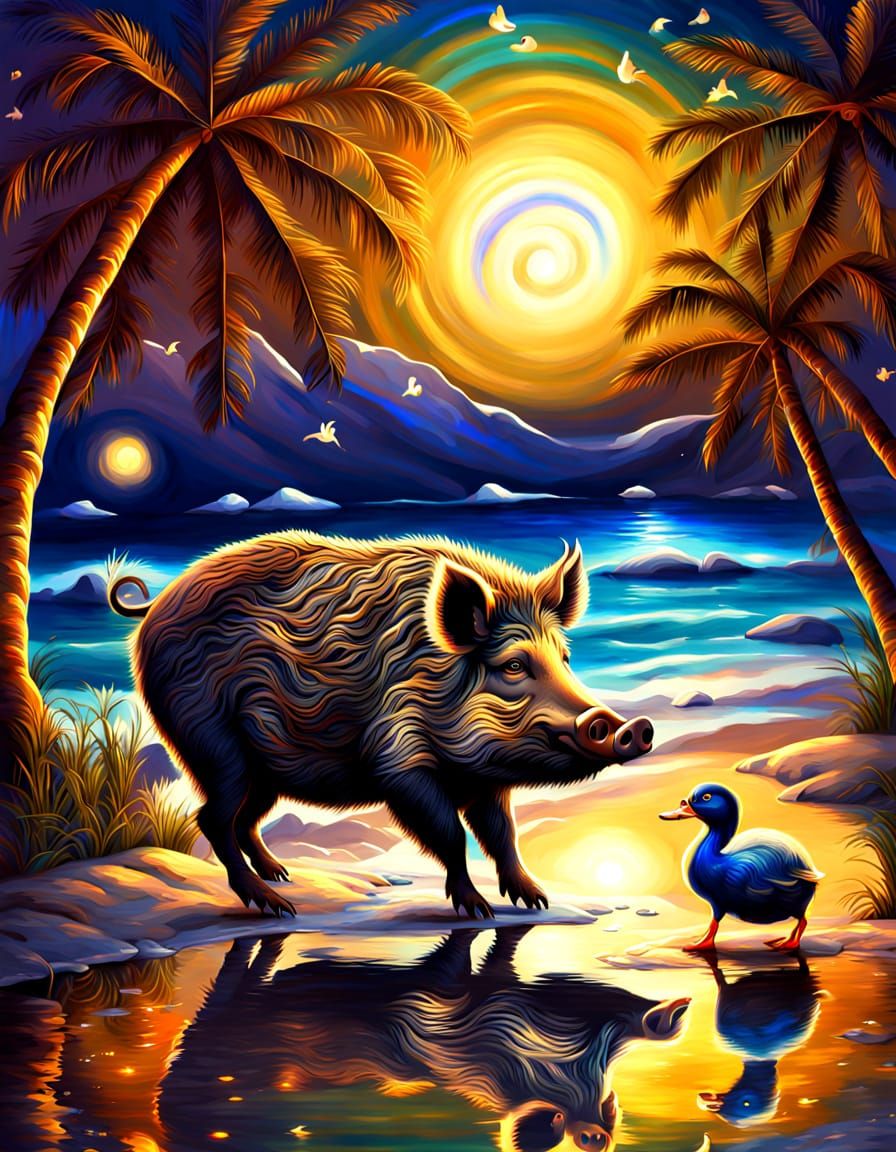 Wild Boar's Beach Holiday: A Digital Fantasy