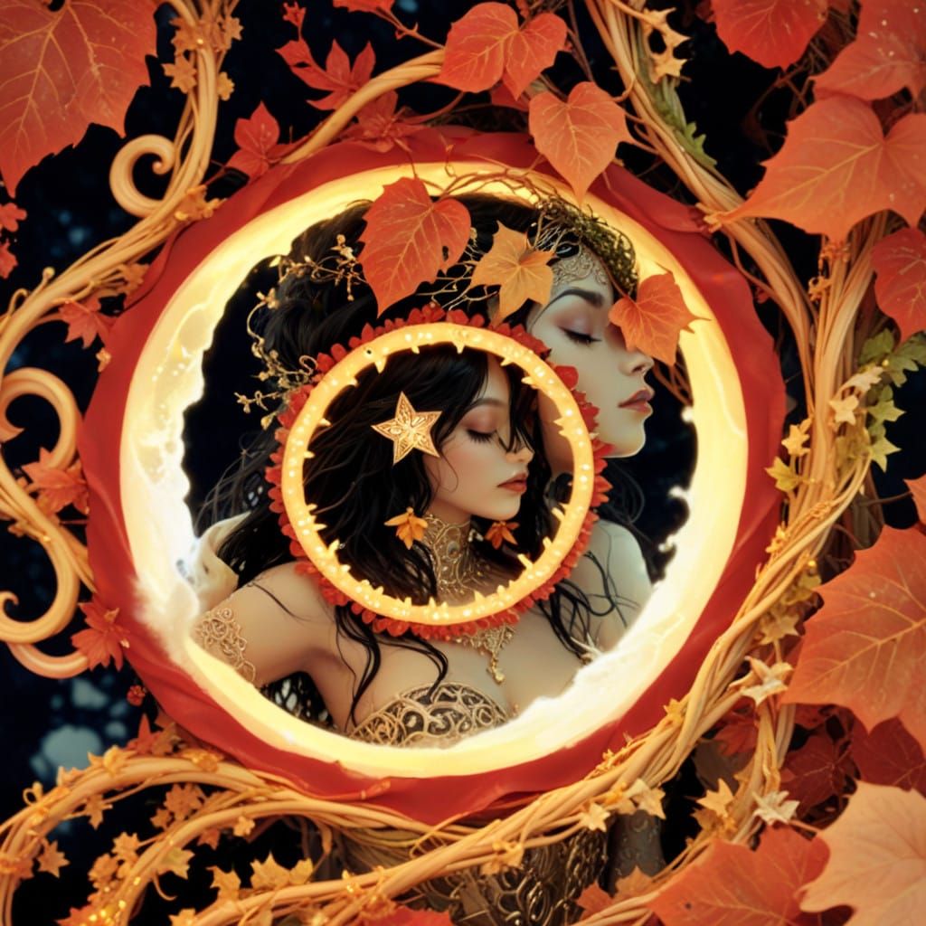 Mysterious Goddess in Stormy Nighttime Landscape