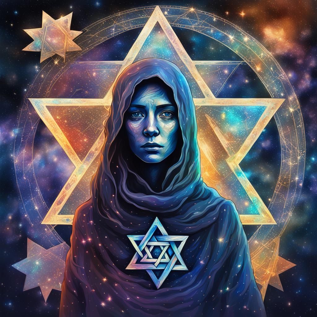 Faceless Woman with Star of David in War, by Amaringo