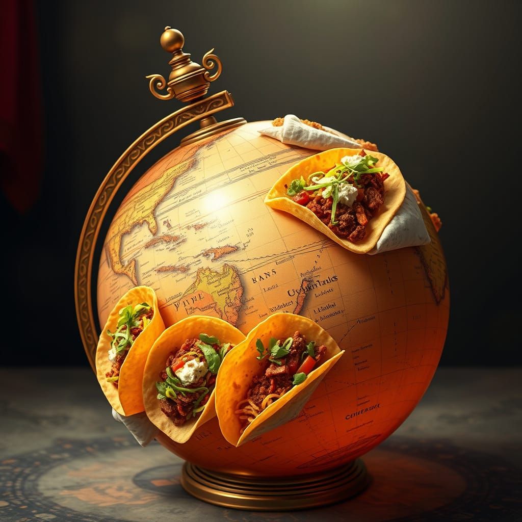 Globe Filled with Tacos in Realistic, High-Definition Style
