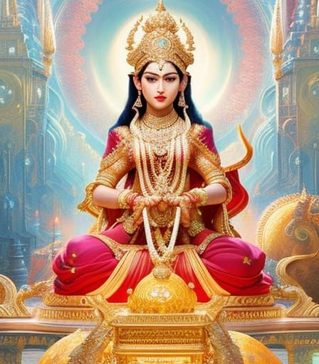 Goddess Lakshmi: Hyperdetailed Fantasy Art