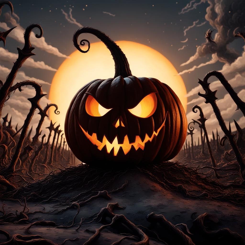 The Pumpkin King in a Spooky Surreal Sky