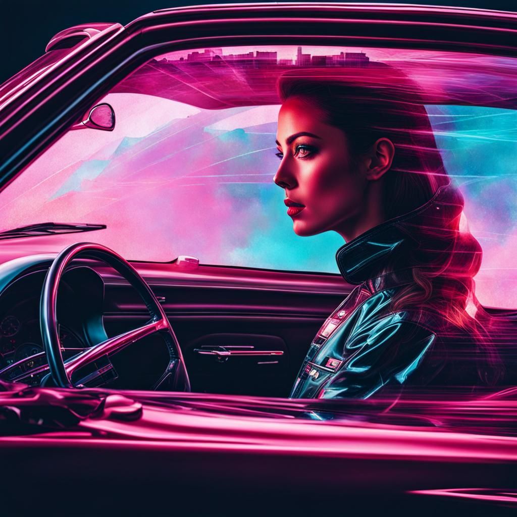 Fairycore Double Exposure Car on Racetrack