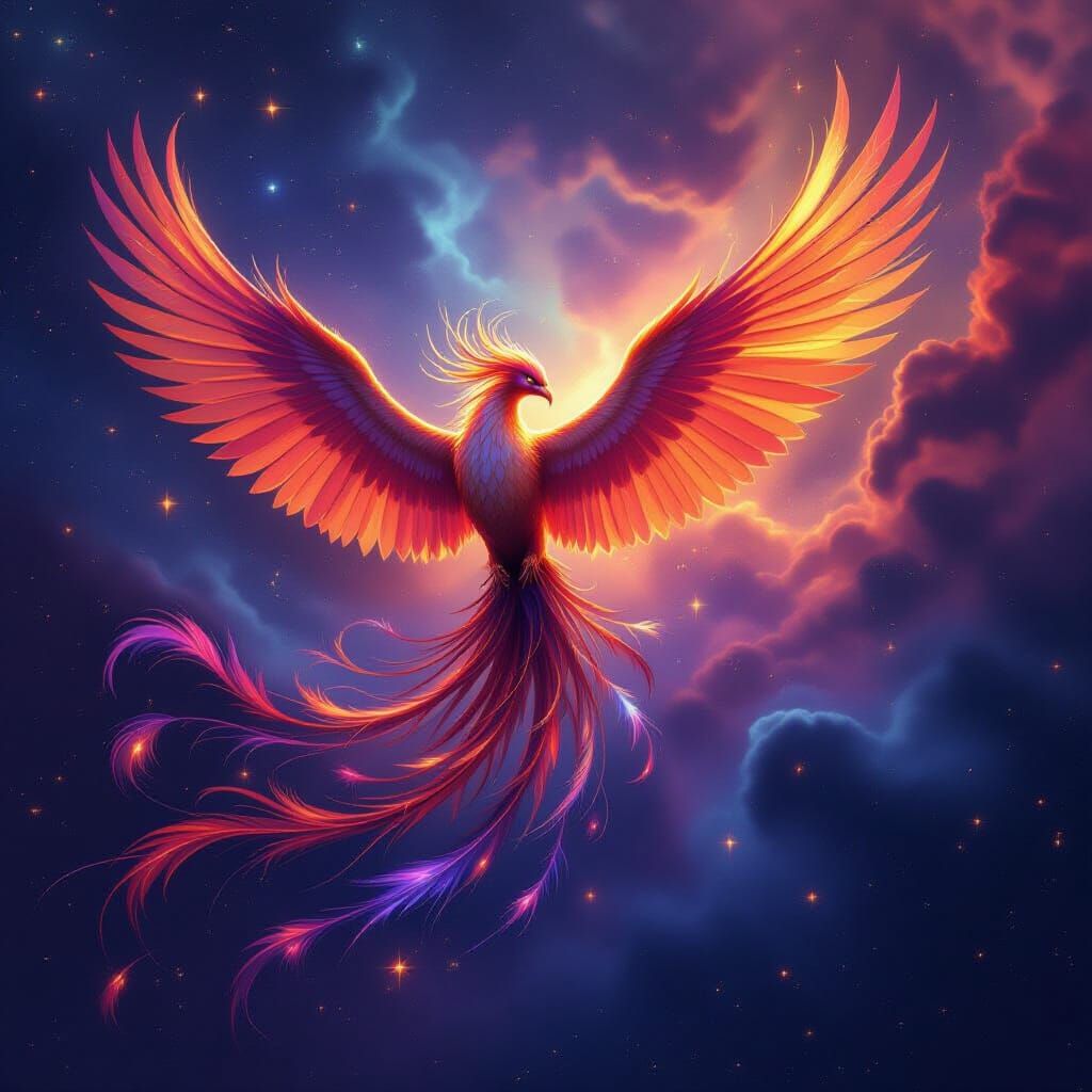 Majestic Phoenix Soars Through Cosmic Nebula