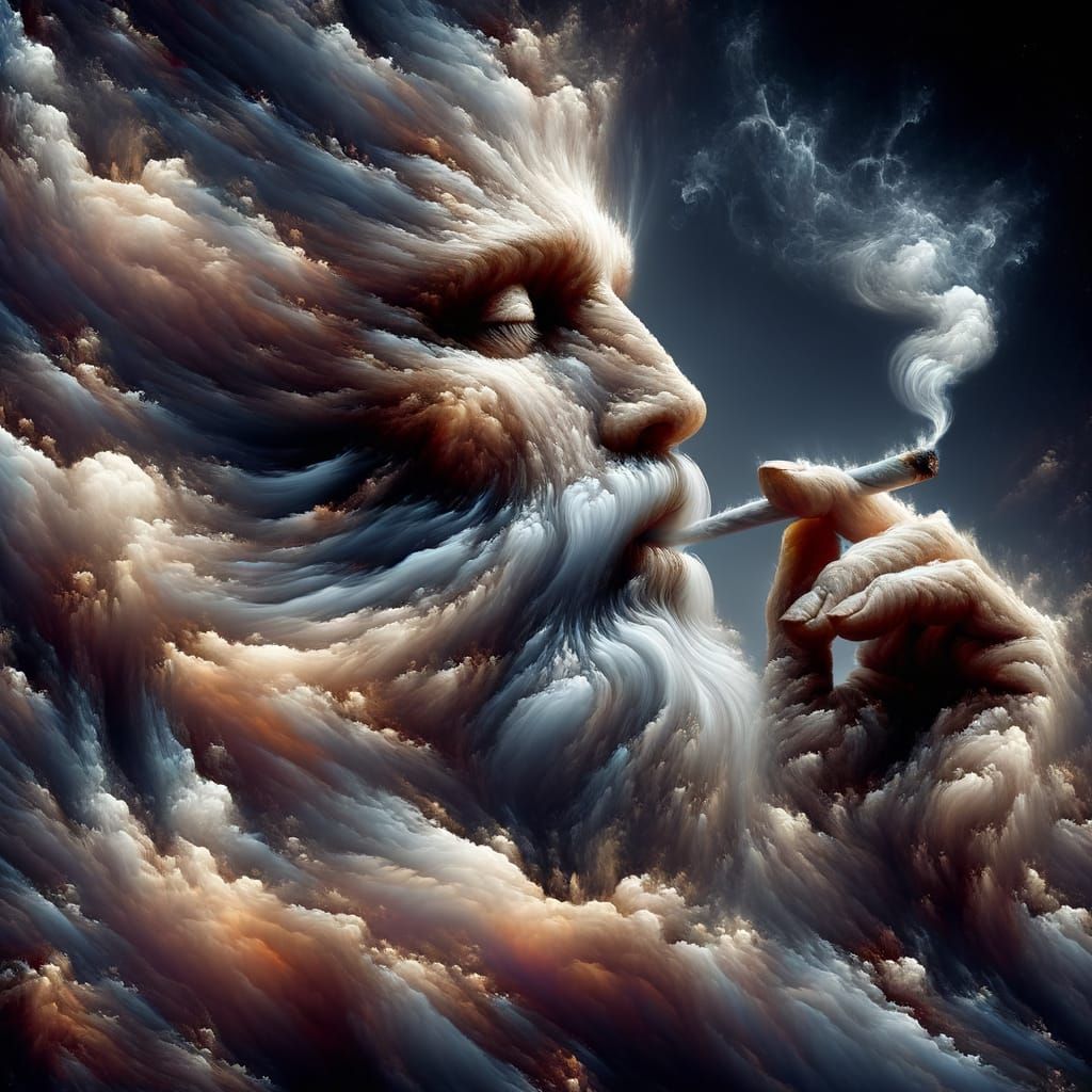 Divine Entity Breathe Life into Majestic Clouds in Digital M...