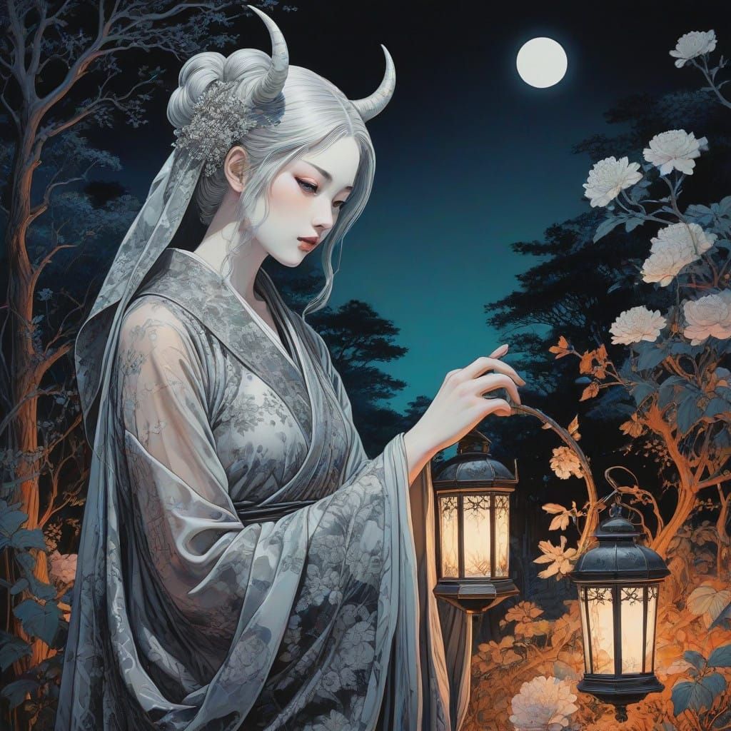 Surreal Goddess in Golden Dreamscape with Iridescent Arc and...