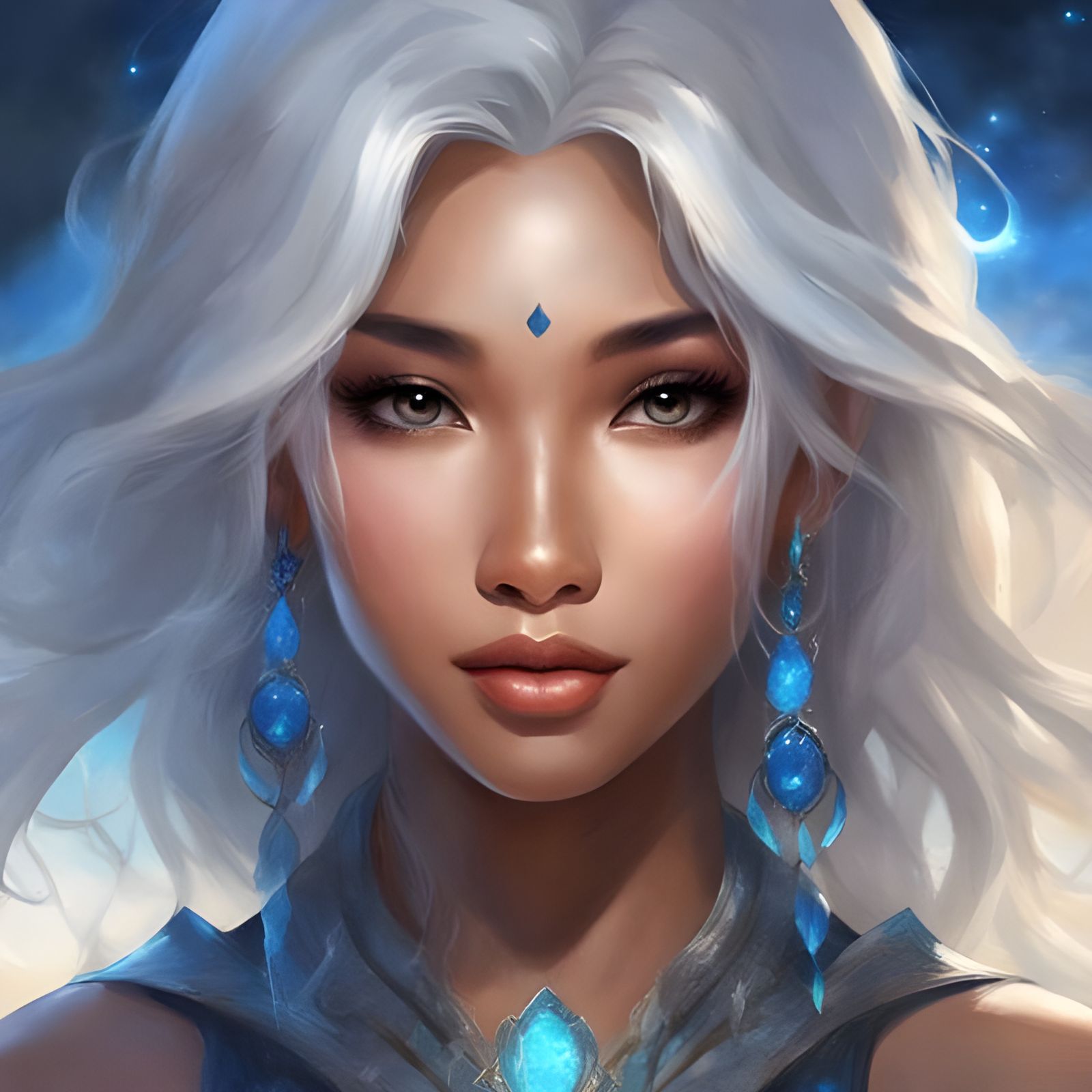 Beautiful Mixed-Race Woman in Ink Splash Art