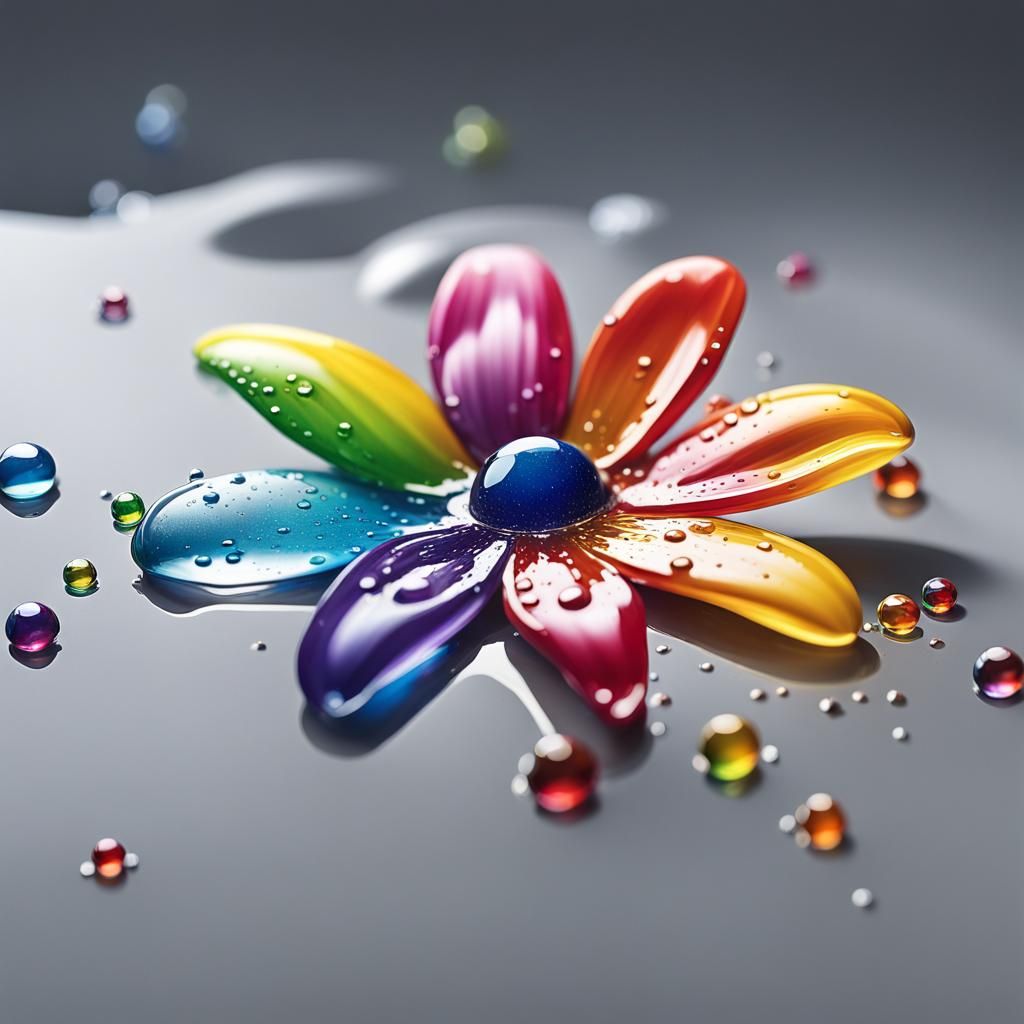 Hyperrealistic Rainbow Starburst Flower Splash Art