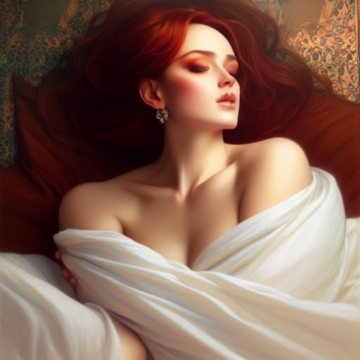 Sensual Princess in White Sheet: Fantasycore Art
