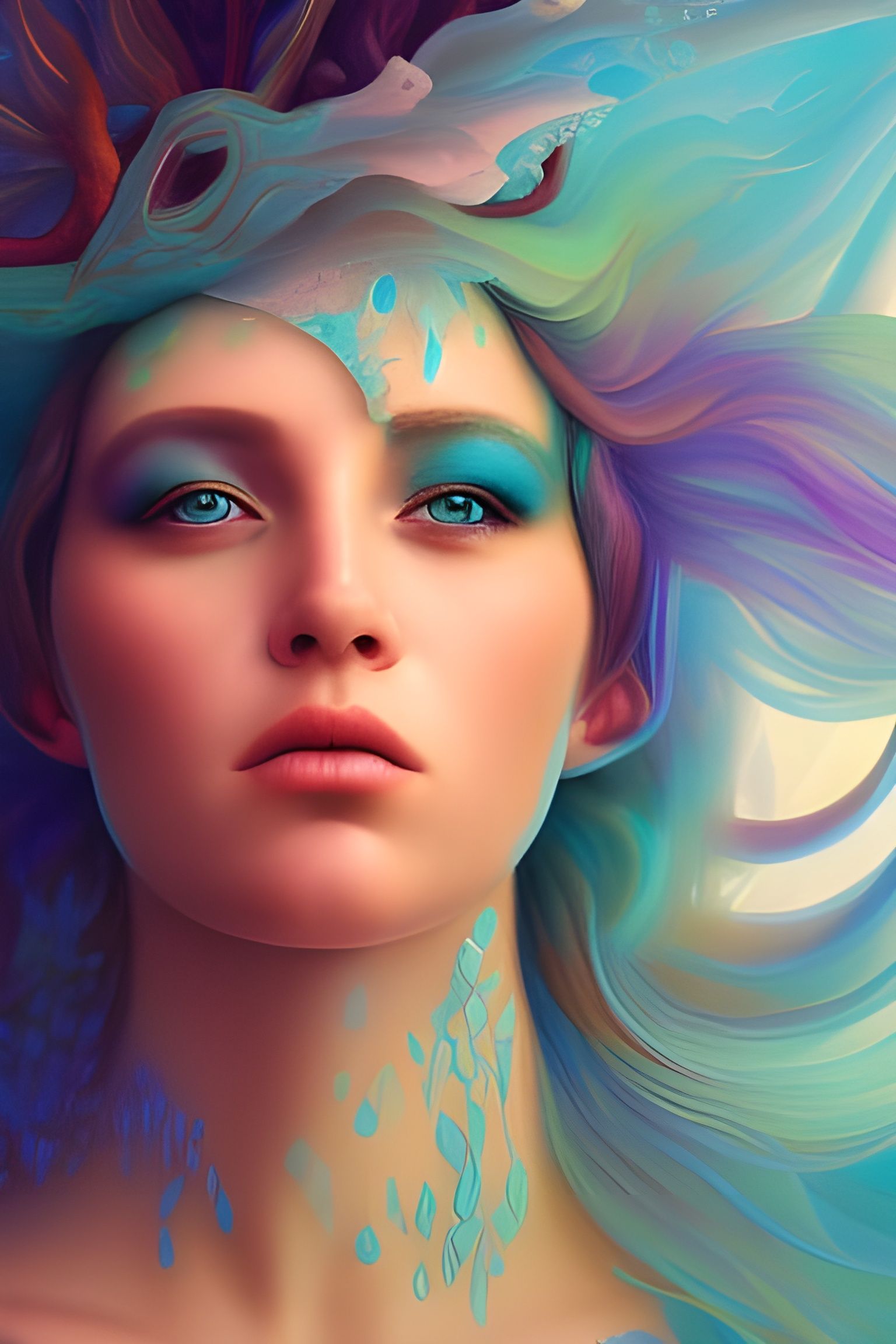 Mermaid's Bee Scream: Hyperdetailed Fantasy Portrait