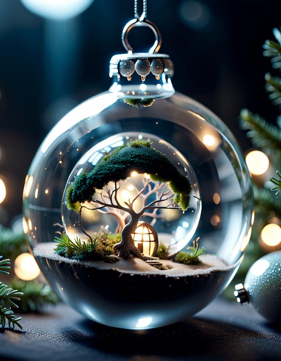 Tiny Fantasy World Inside Glass Bauble