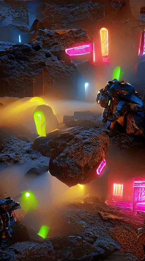 Sci-Fi Hammer in Volumetric Neon Lighting