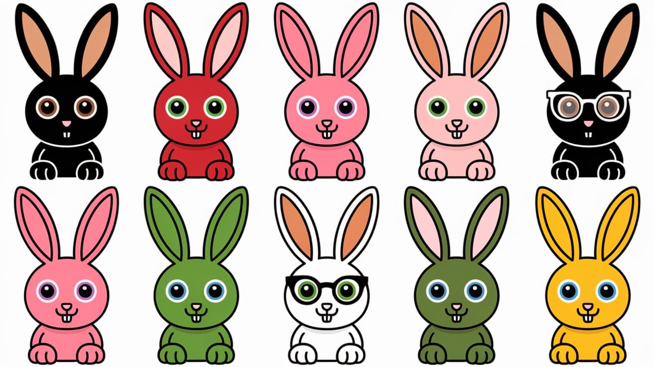 Colorful Rabbits with Unique Eye Colors