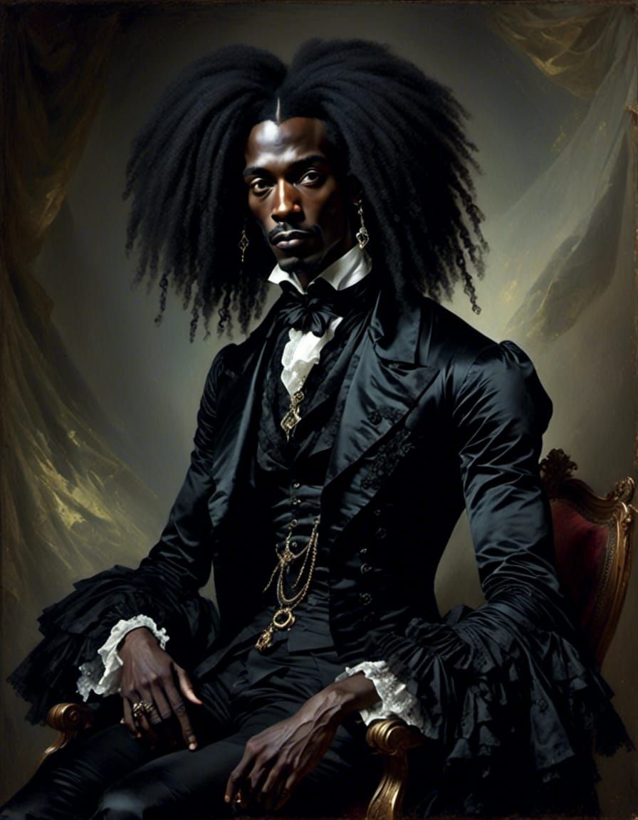 Black Goth Man Portrait in Dark Fashion