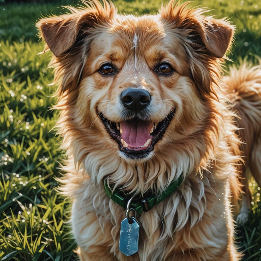 Happy Dog Portrait in Vibrant Oil Painting Style