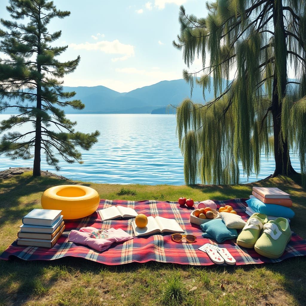 Impressionist Lake Scene with Badacsony Hills