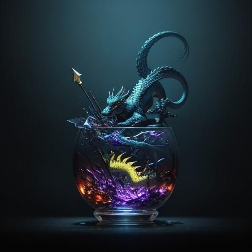 Baby Dragon in Glass Jewelry Box: Fantasy Realism