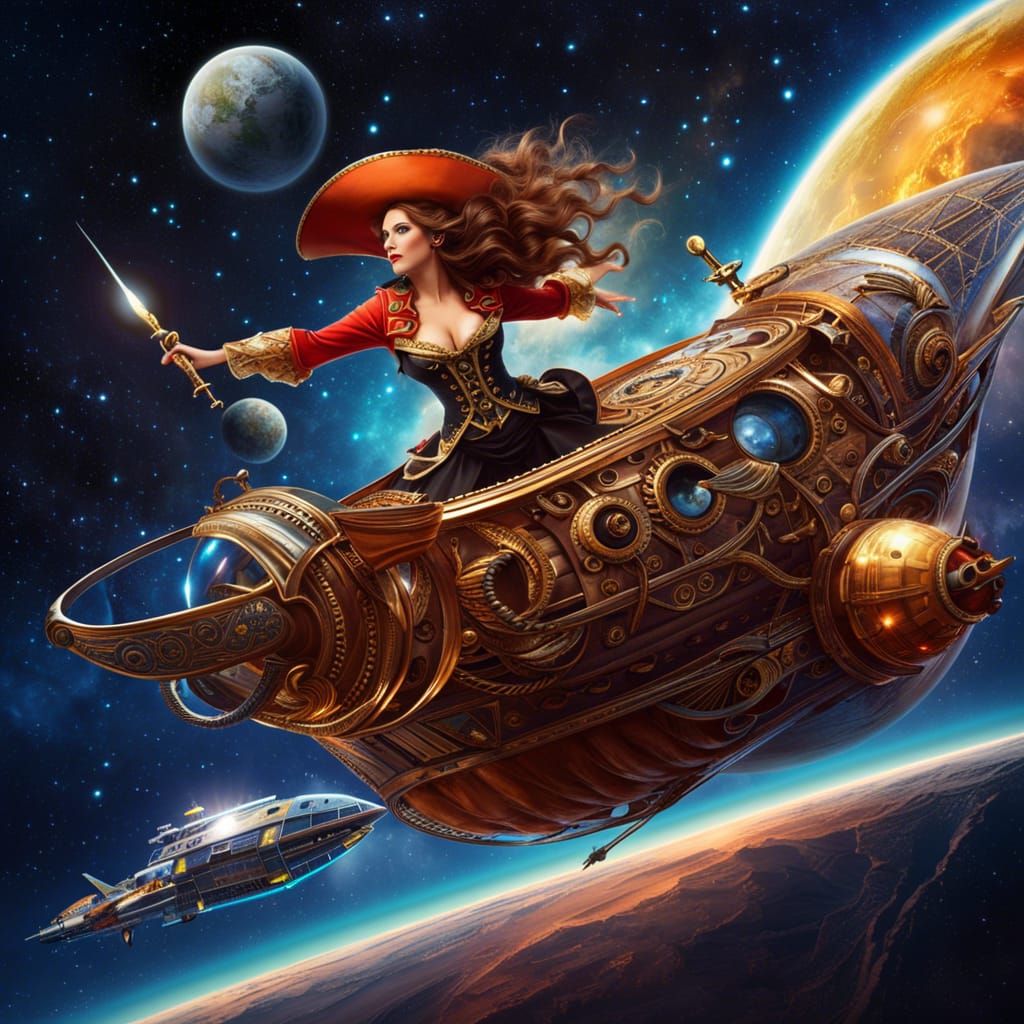 Pirate Captain Soaring Through Space