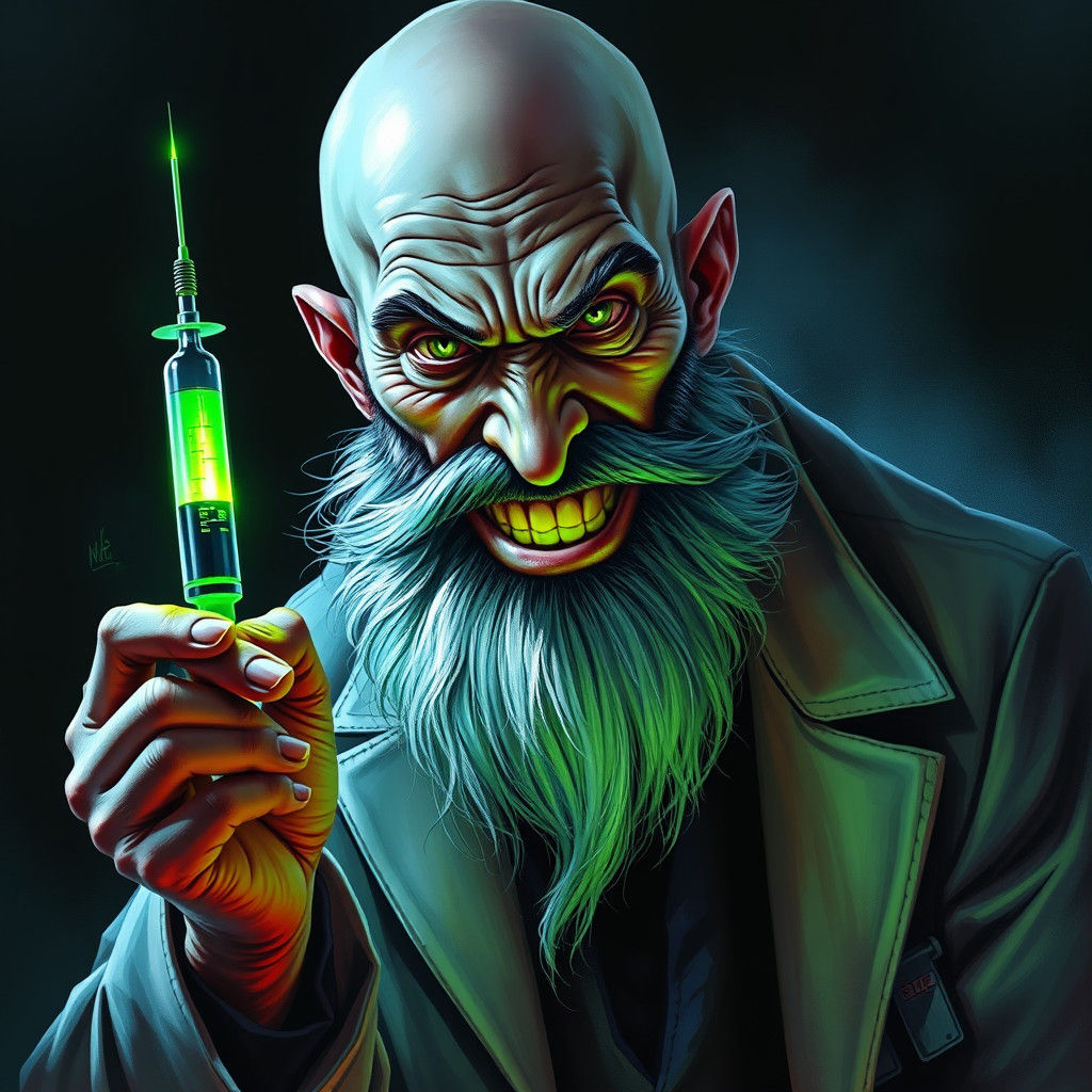 Mad Doctor Illustration in Surreal Horror Style