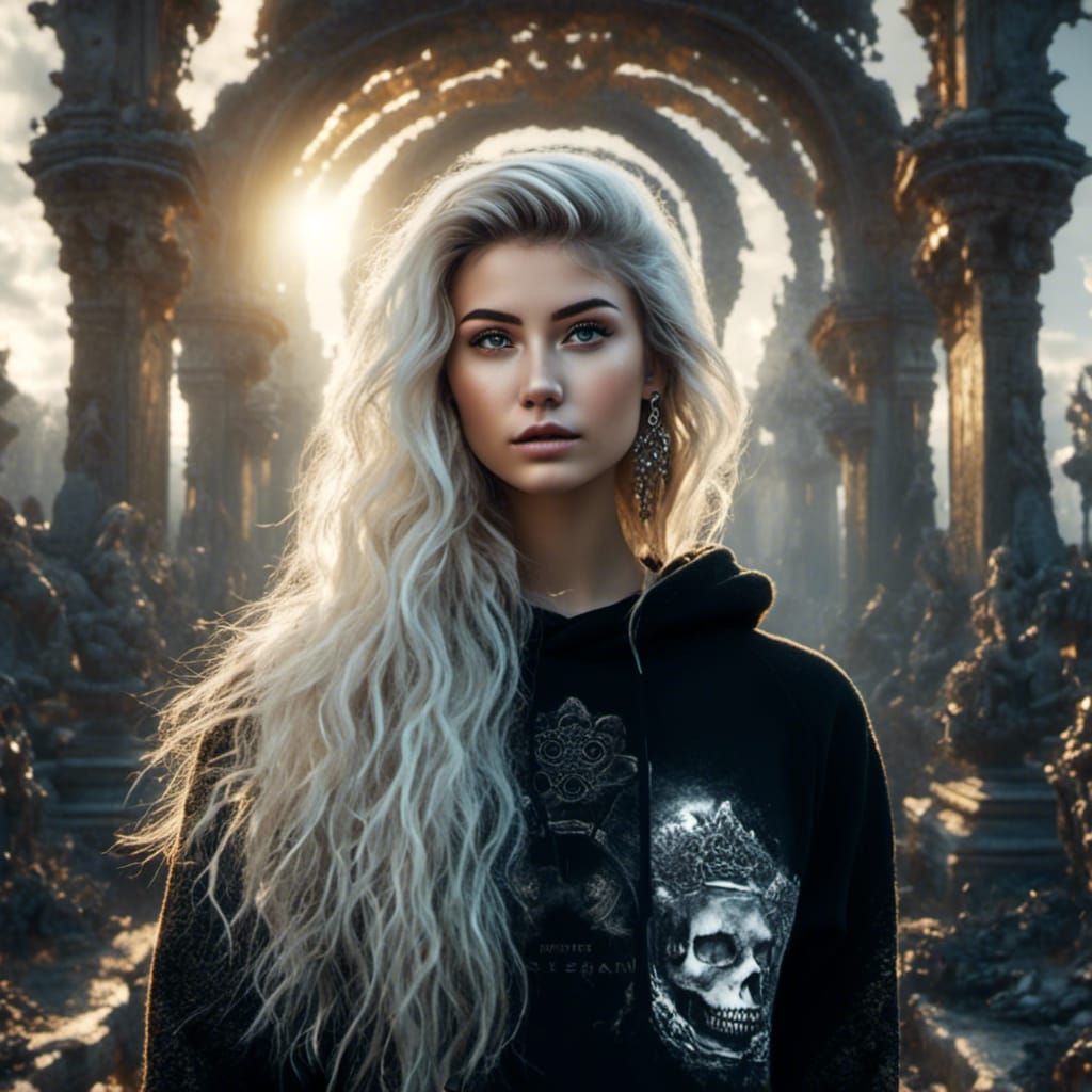 European Woman with Metalcore Style in Digital Art