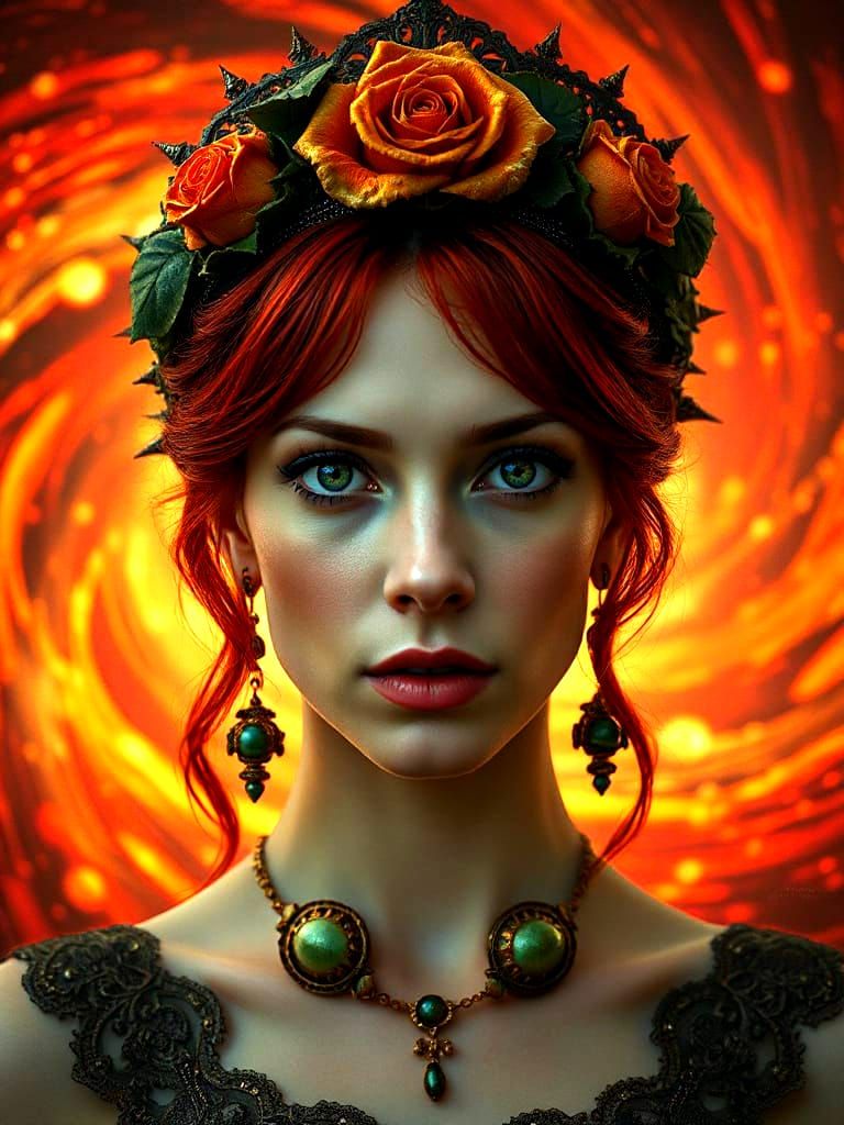 Mysterious Woman Portrait in Art Nouveau Style