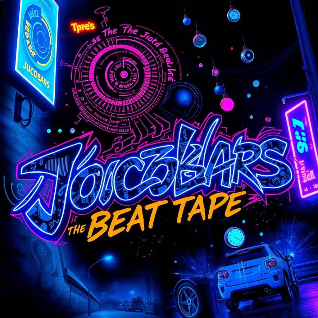 Vibrant Graffiti Album Cover in Dystopian Style