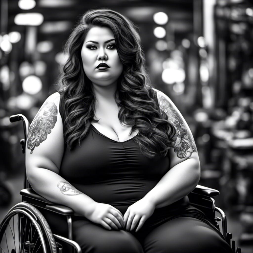 Plus Size Woman in Wheelchair, Photorealistic Portrait