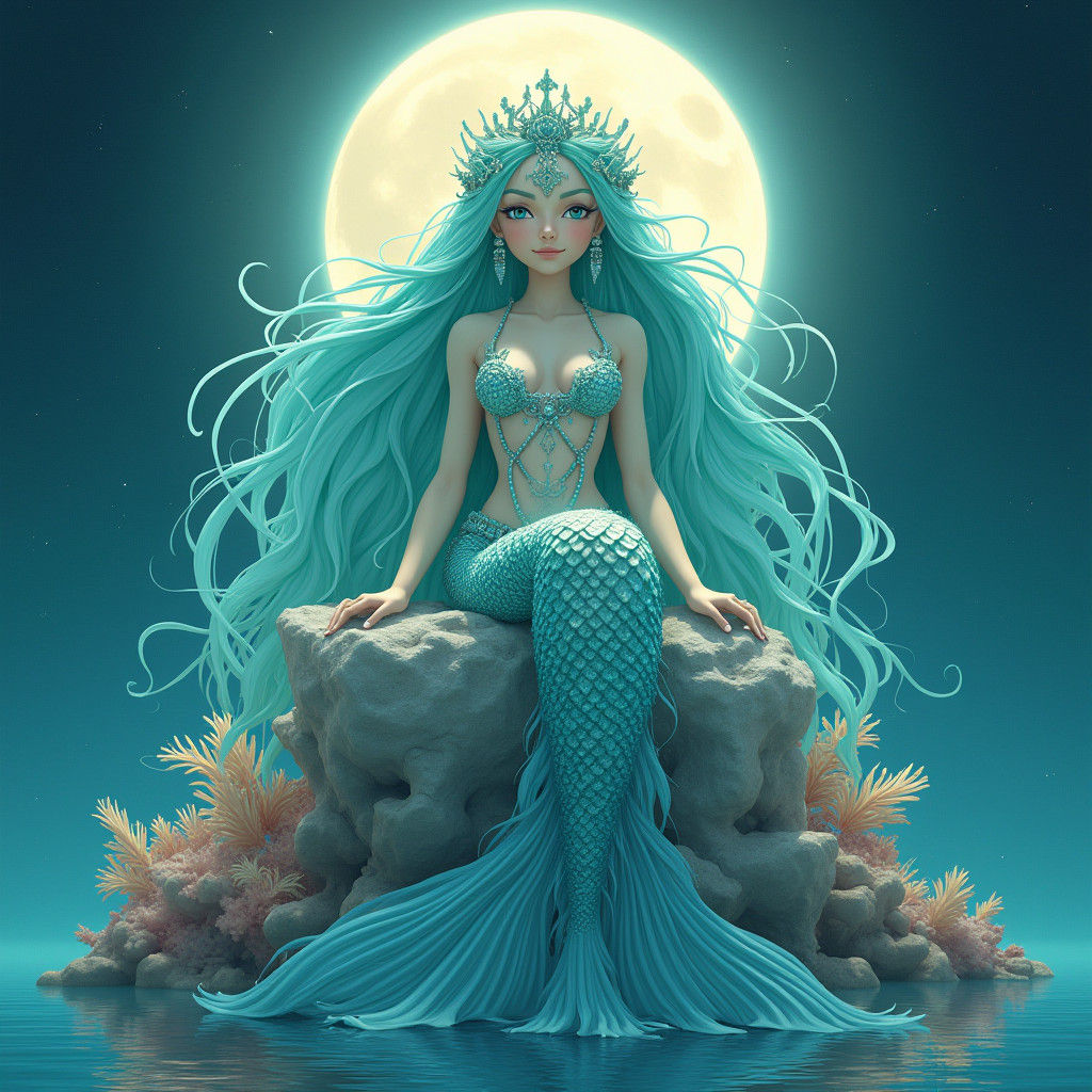 Majestic Mermaid Goddess in Ethereal Light