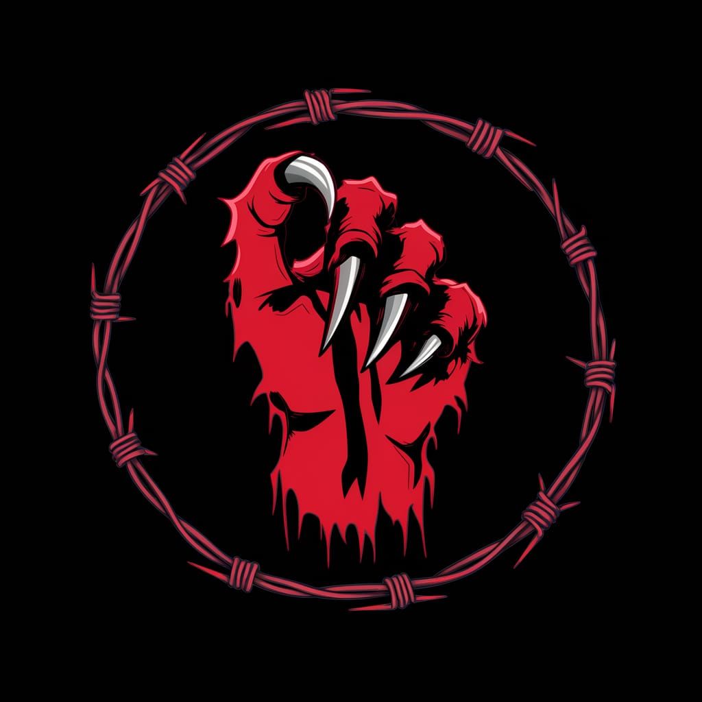 Striking Logo of a Red Clawed Hand