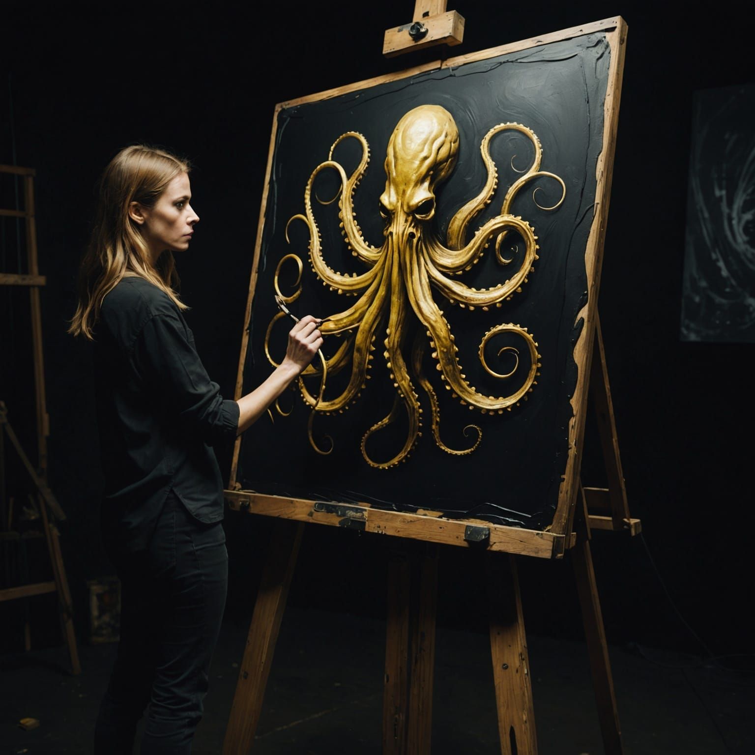 Ominous Void with Tentacles in Grunge Style