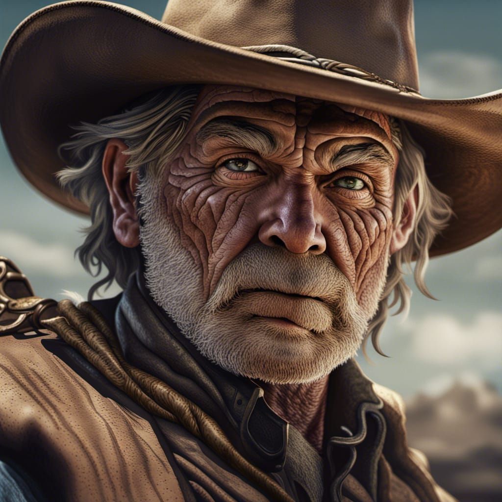 Detailed Cowboy Portrait in Matte Painting Style