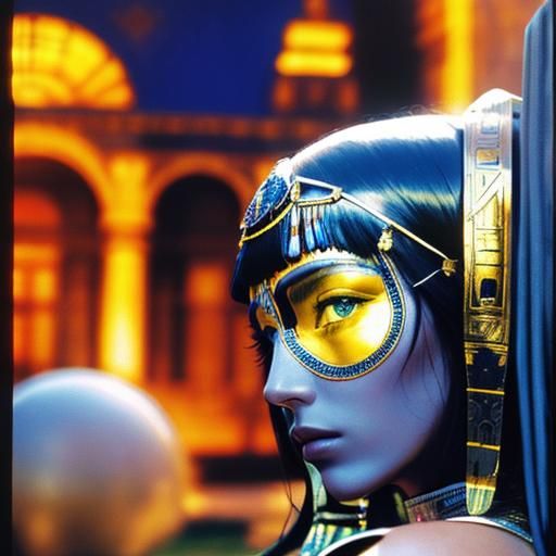 Cleopatra Portrait in Tiffany Glass Style