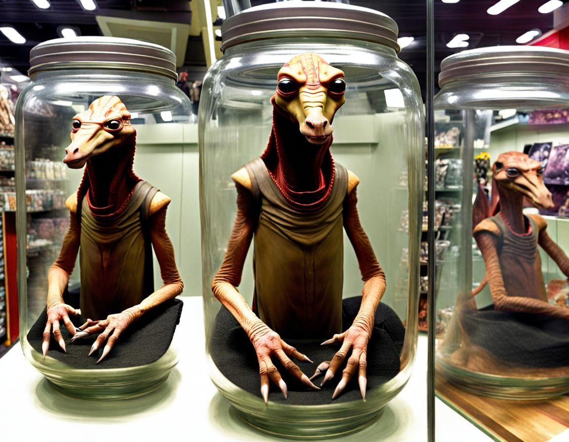 Jar Jar Binks Trapped Inside Glass Jar