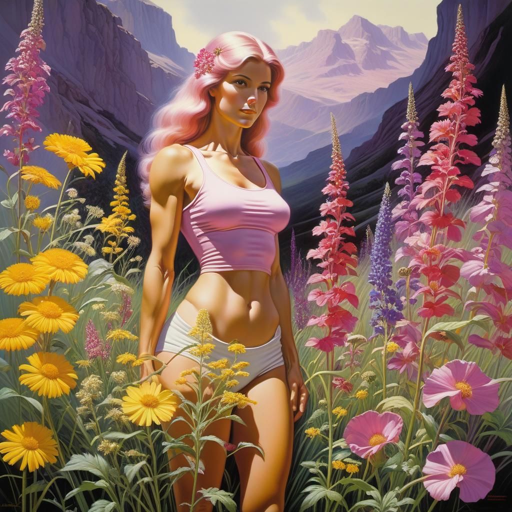 Wildflower Nature Spirit in Oil on Canvas