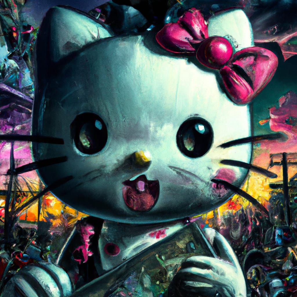 Horror Hello Kitty in Dark Fantasy Style