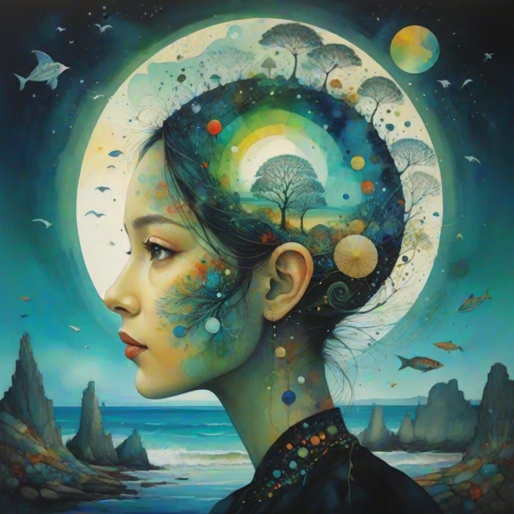 Surreal Seaside Whimsy in Vibrant Colors