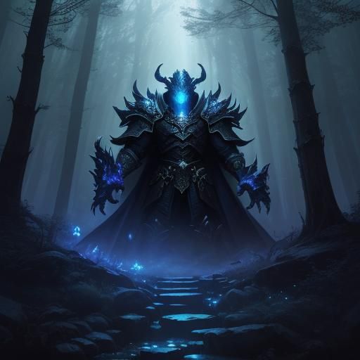 Dragonborn Druid in Mystical Sapphire Forest