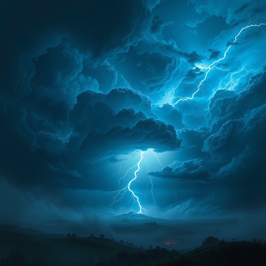 Dramatic Thunderstorm Landscape in Digital Art Style