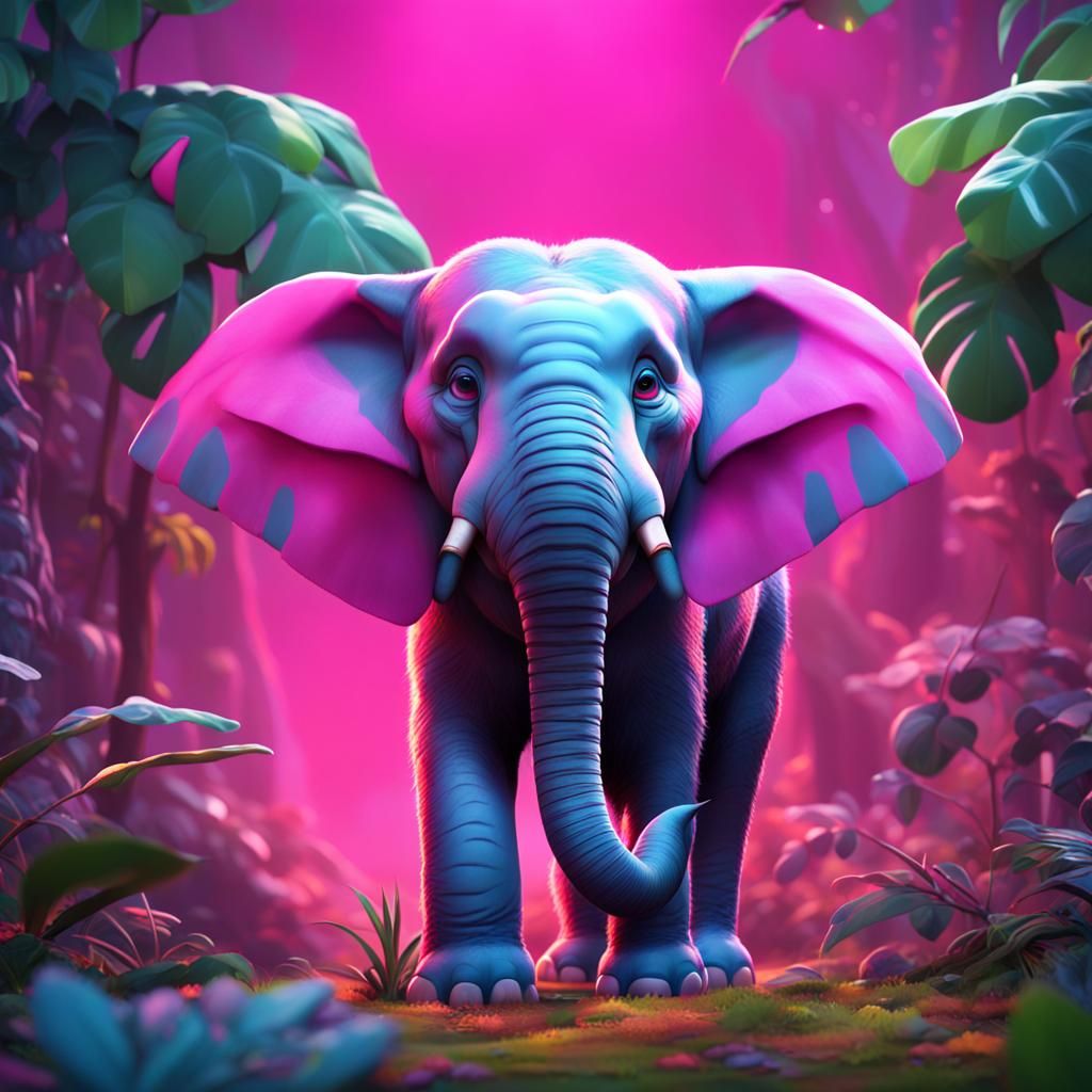 Cartoon Elephant's Jungle Adventure: 3D Digital Art