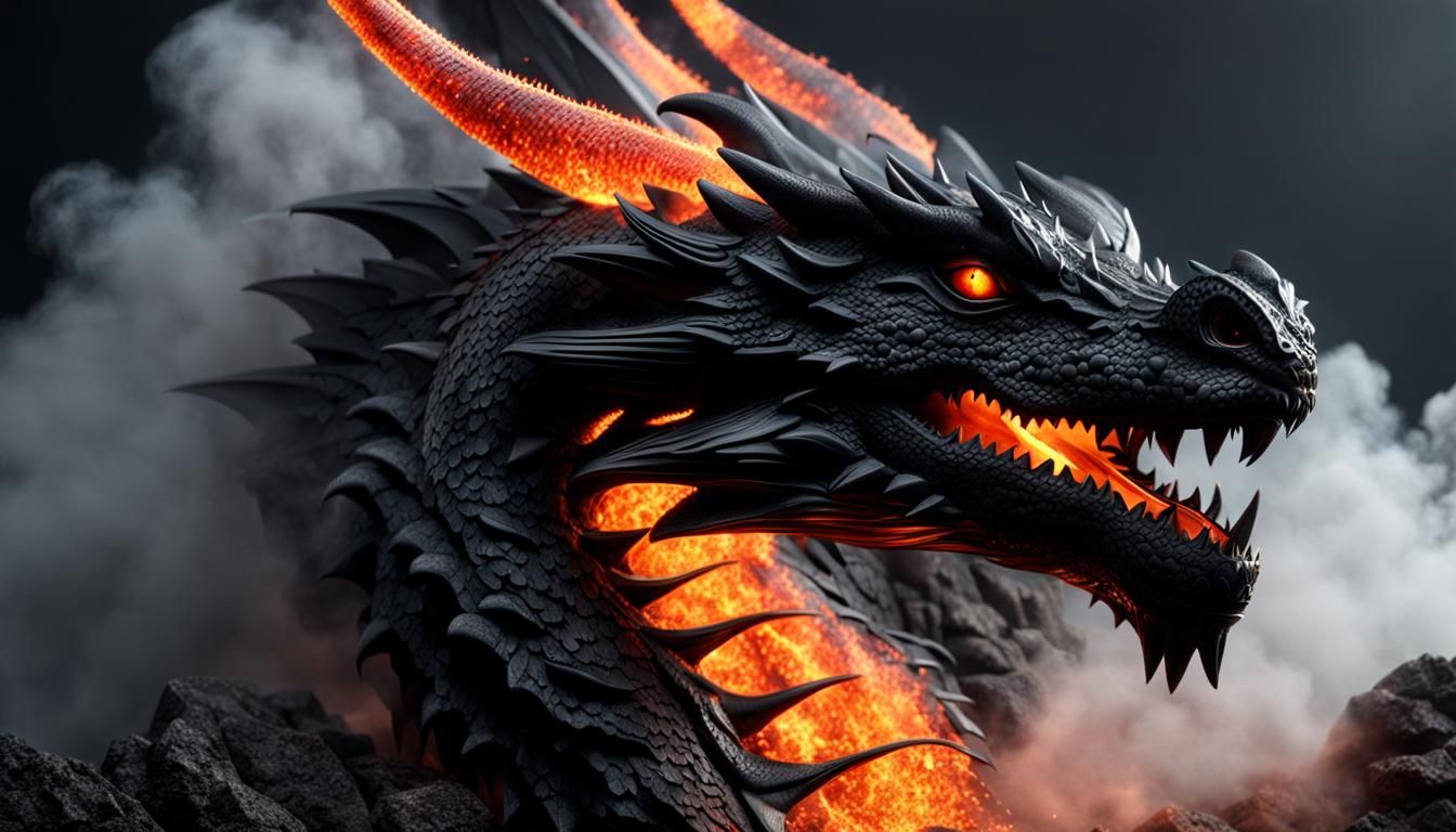 A dragon made out of Lava/Obsidian