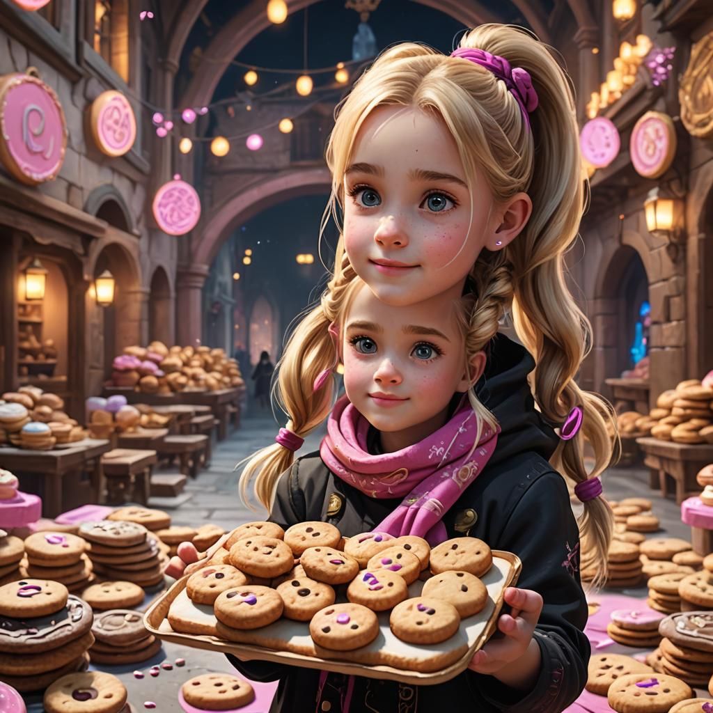 Blonde Girl with Cookies: Fantasy Concept Art
