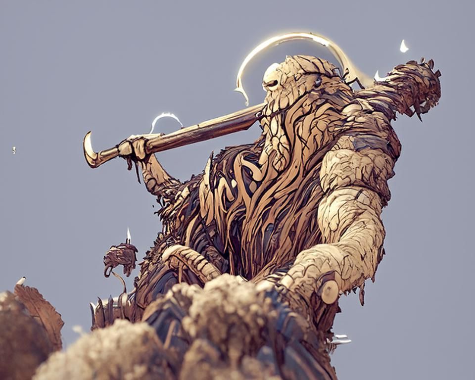 Hill Giant with Spiked Mace in Digital Art