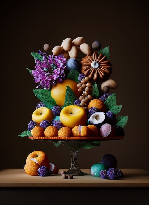 Hyperrealistic Donut Bouquet with Fruit and Flowers