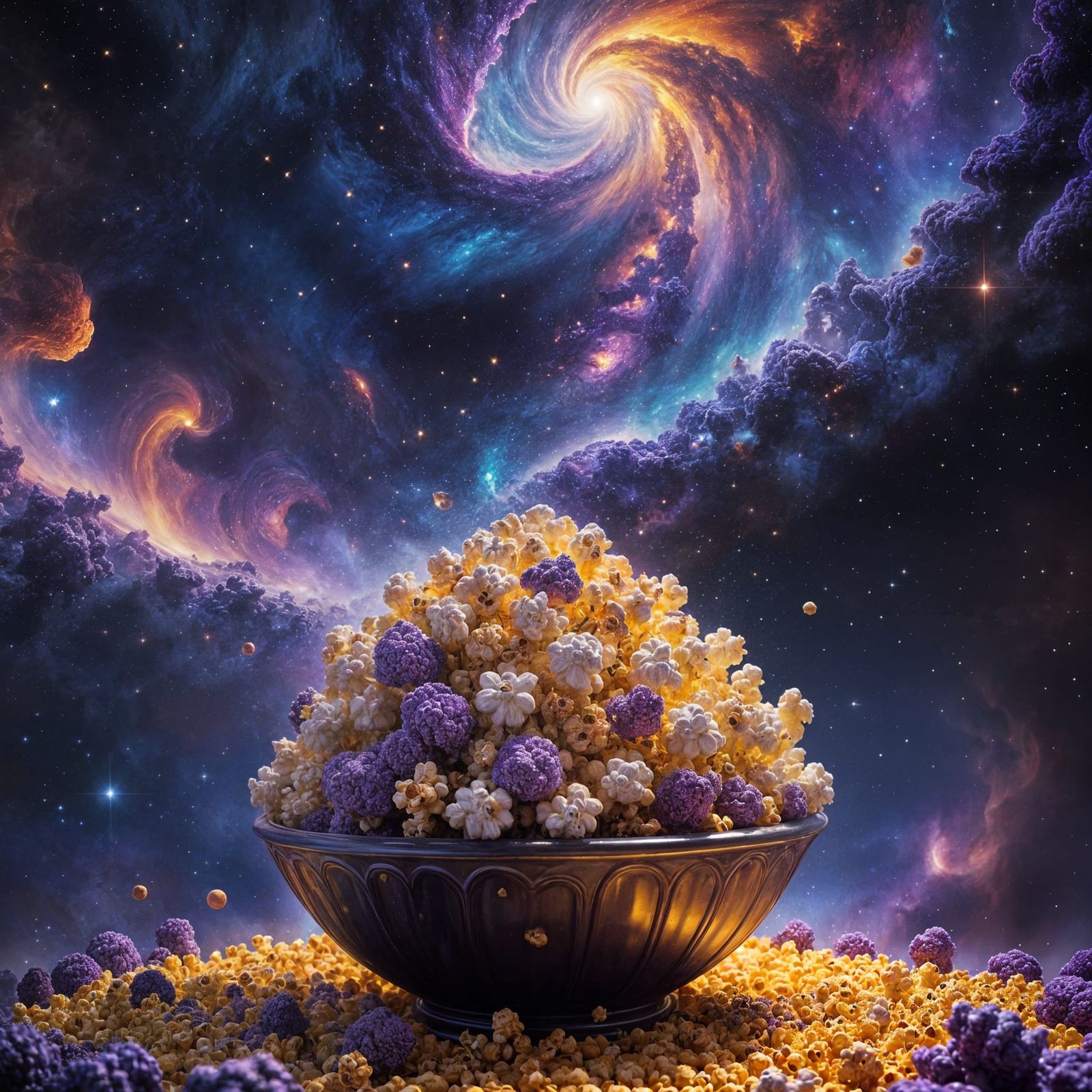 Colossal Popcorn Sculpture in Swirling Nebula