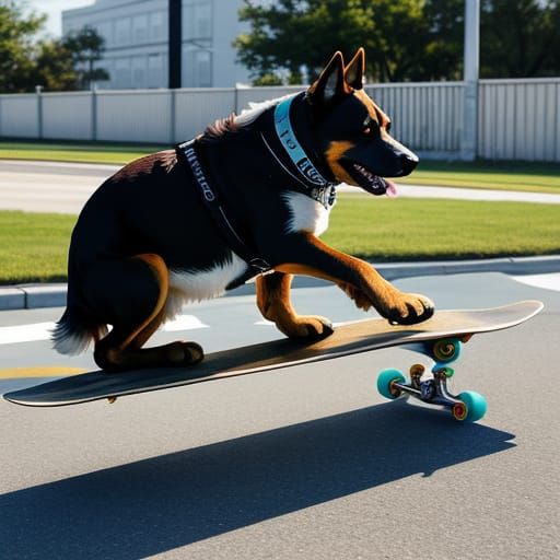 Cool Dog Masterfully Rides a Skateboard