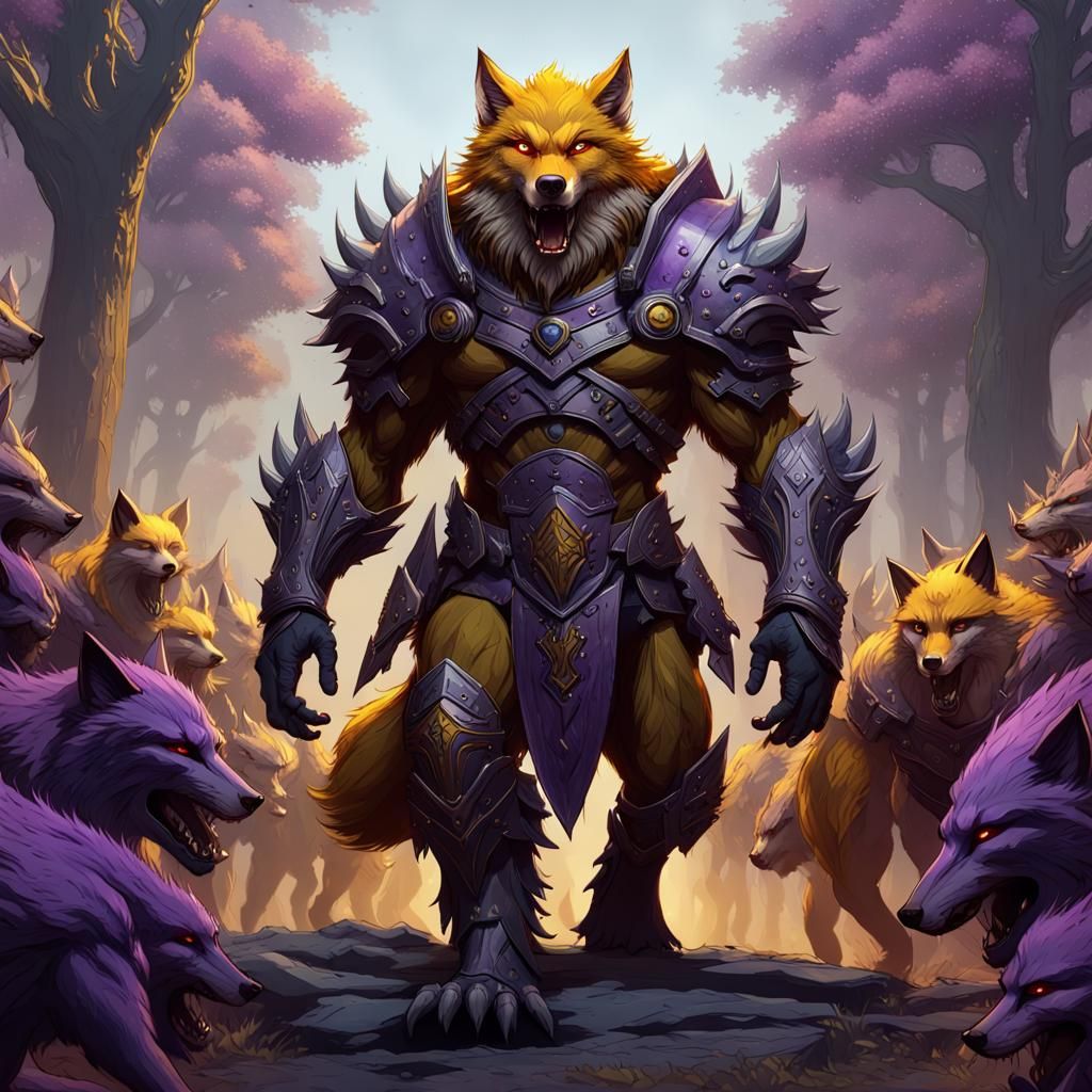 Armored Werewolf Leads Fox Army in Dark Fantasy