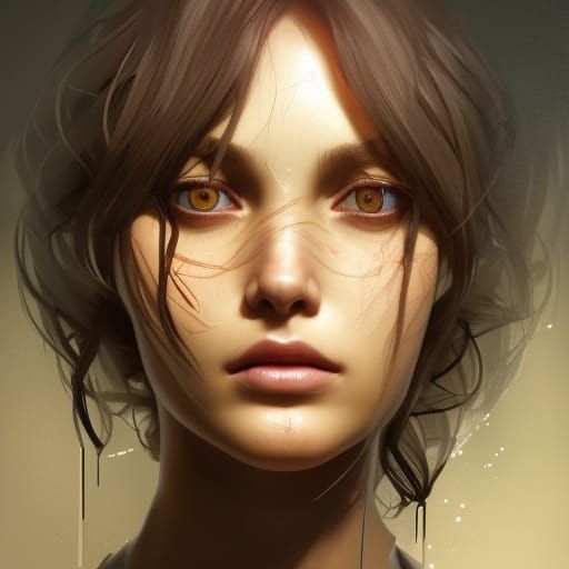 Dystopian Girl Portrait in an Art Nouveau Style