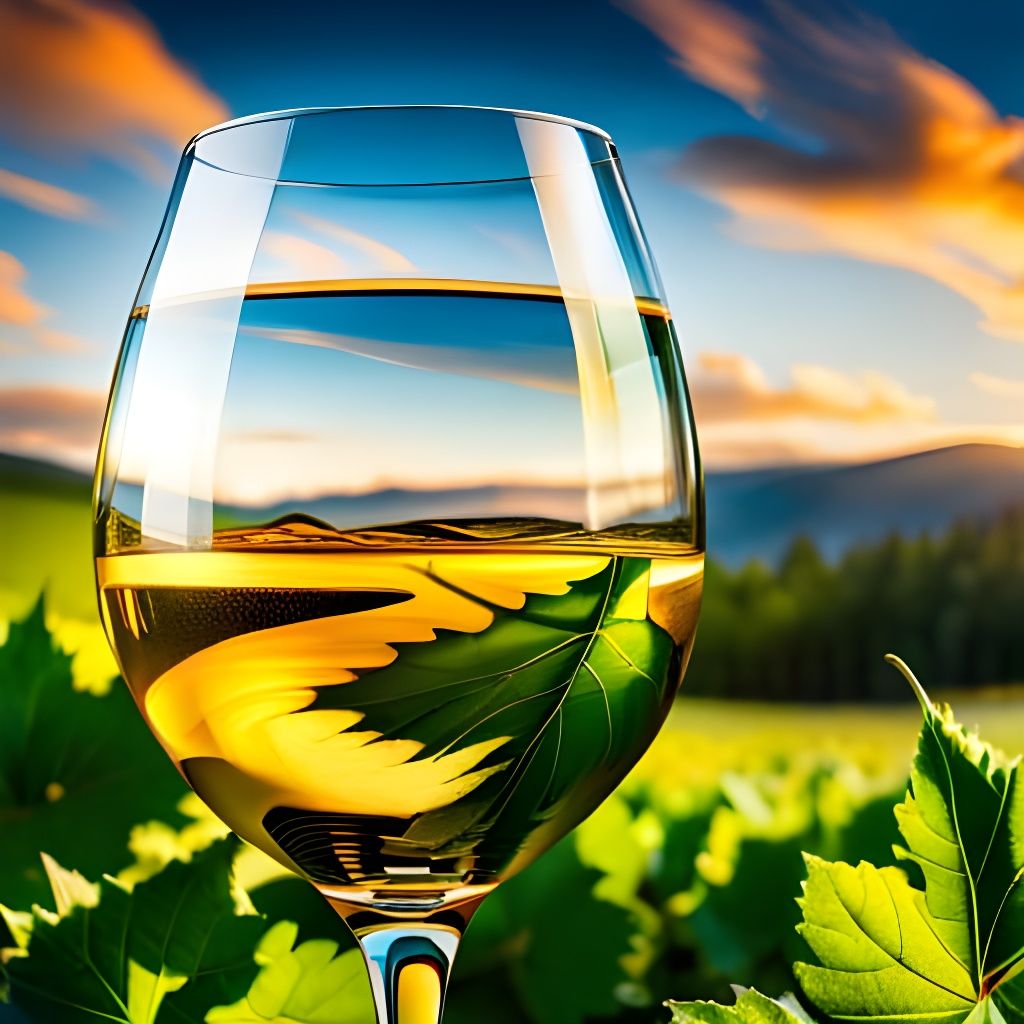 Macro Photo of White Wine Goblet in Vineyard