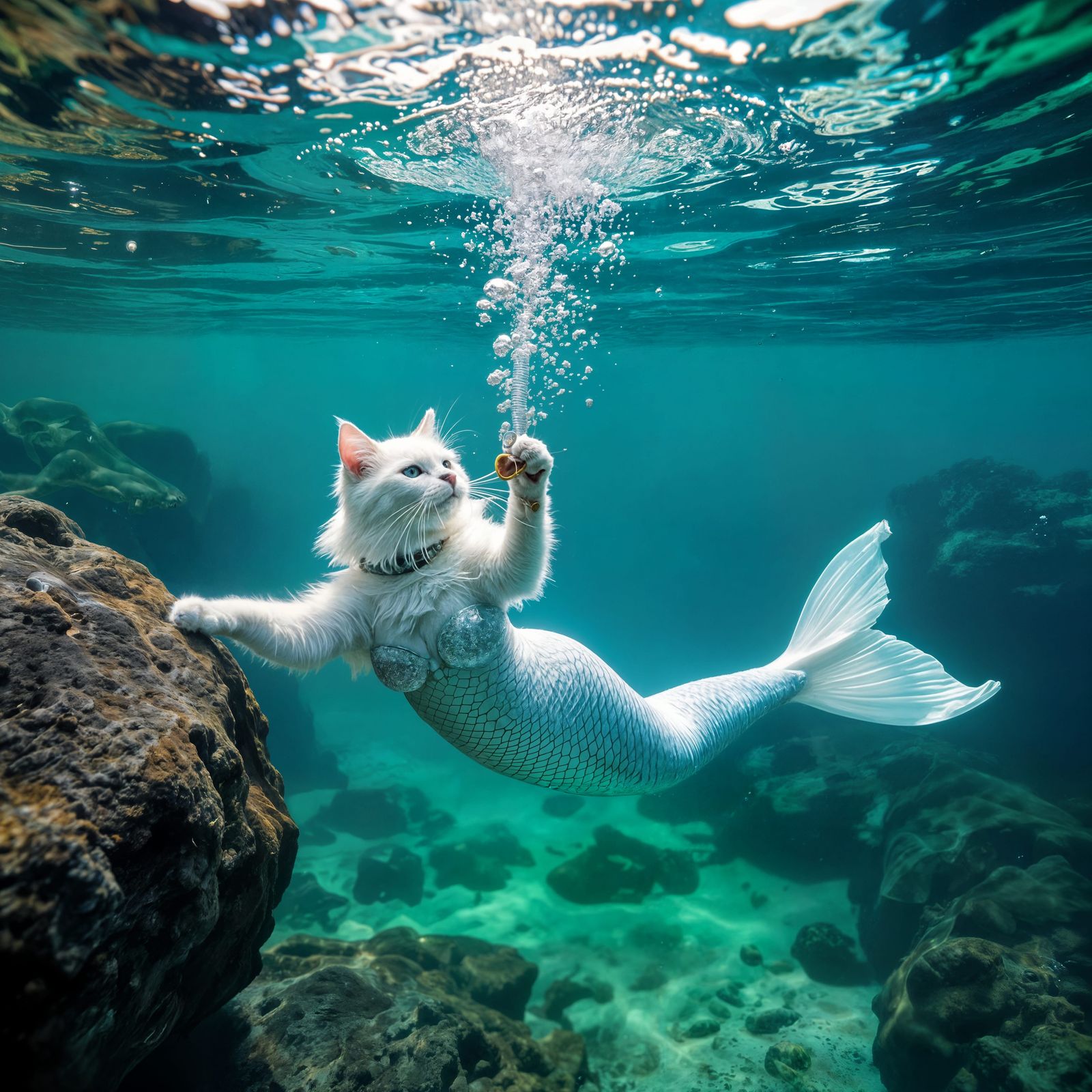 Cat Performs Underwater Ballet in Mermaid Costume
